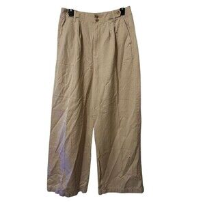 Madewell Harlow Wide Leg Trouser Twill Cream Women Size8 Pleated High Rise Pants